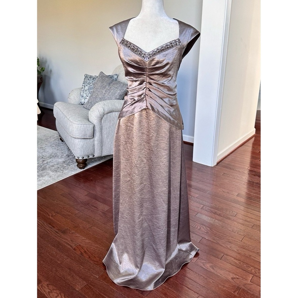 Vintage La Nuit Beaded Neckline Ethereal Divine Feminine Maxi Gown Dress Size 10 - Picture 3 of 11